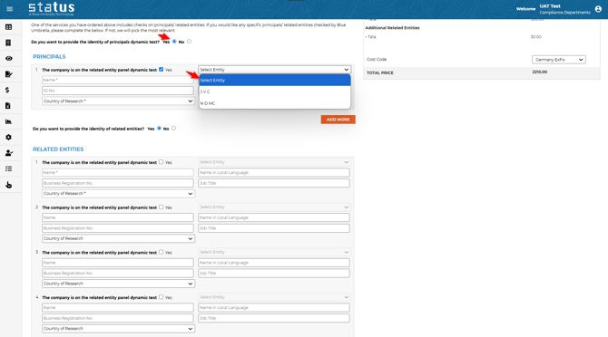 Due Diligence entities details