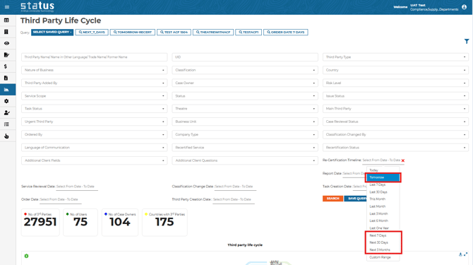 Enhanced Re-certification Timeline Filters