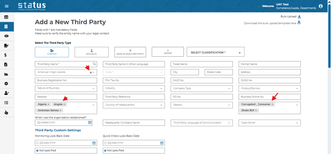 Improved Selection on “Add a New Third Party” Page
