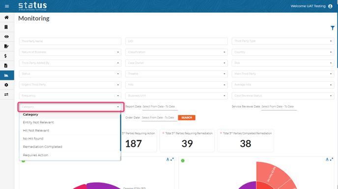 BI highlight monitoring category filter option