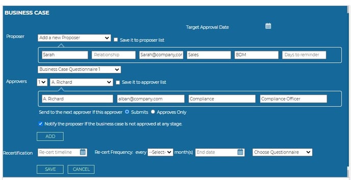 Business Case Add screenshot