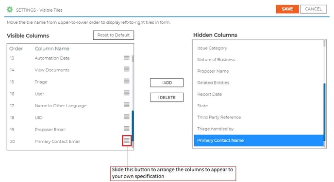 MTPs Settings Column view -1