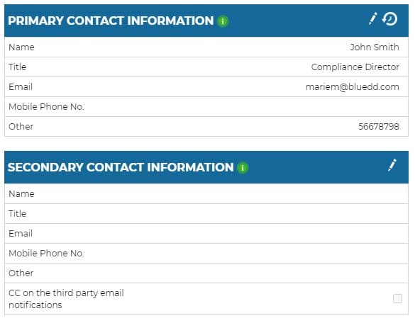 Primary contact info