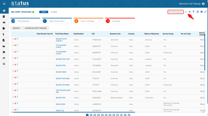 Recert update- Third Party Name Search