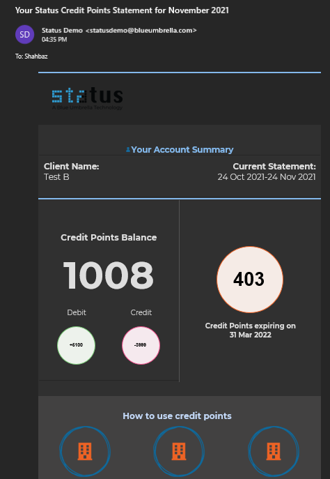 credit points statement email 