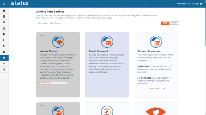 landing page settings
