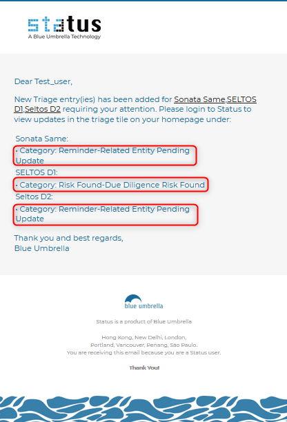 triage and highlight the categories