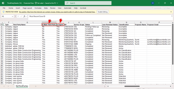 My Third Parties Export Template