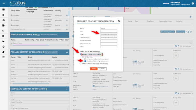 Replace Primary Contact Person