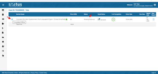 Completion of “Pending follow-up” CIQ offline