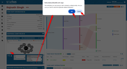 Duplicate related entities warning