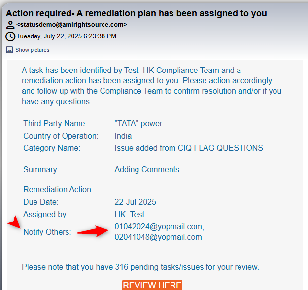 Notify others on task issue tracker