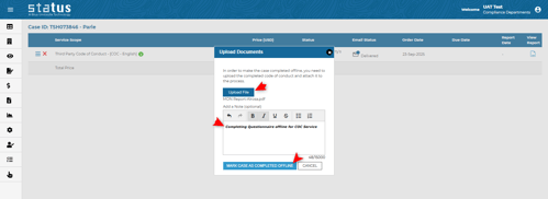 Offline completion of COC