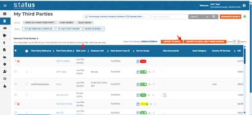Risk level and % as a pair