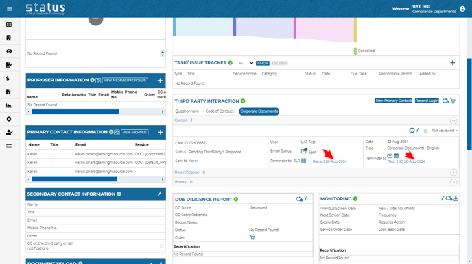 Third Party Interaction Services Reminder