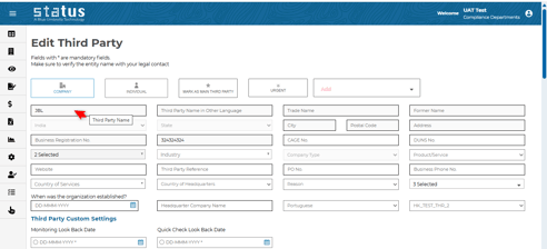 Tooltip on third party information